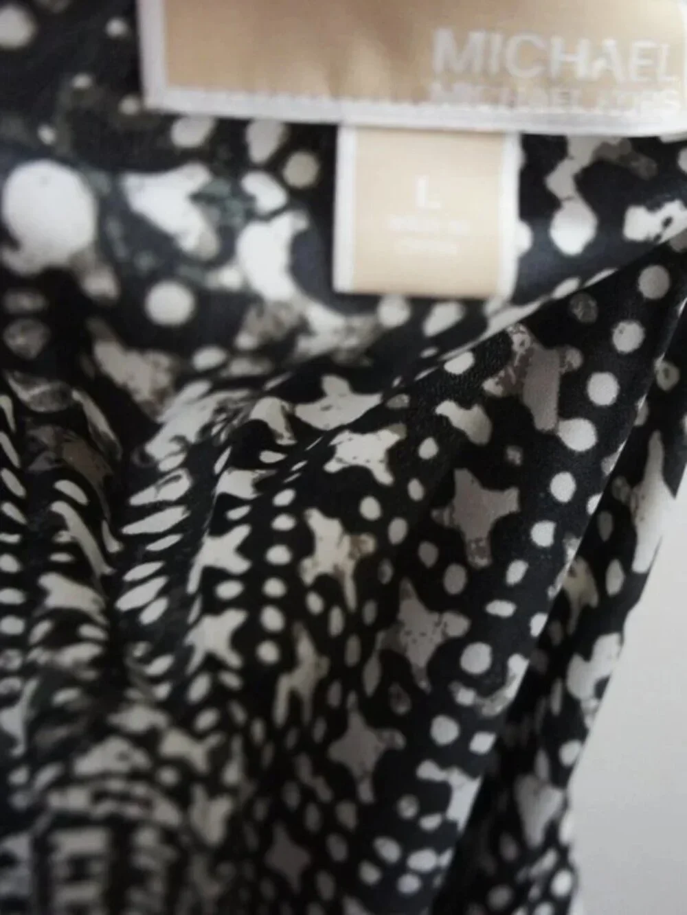 Michael Kors Black White Tab Sleeve Tunic size L NWOTS
